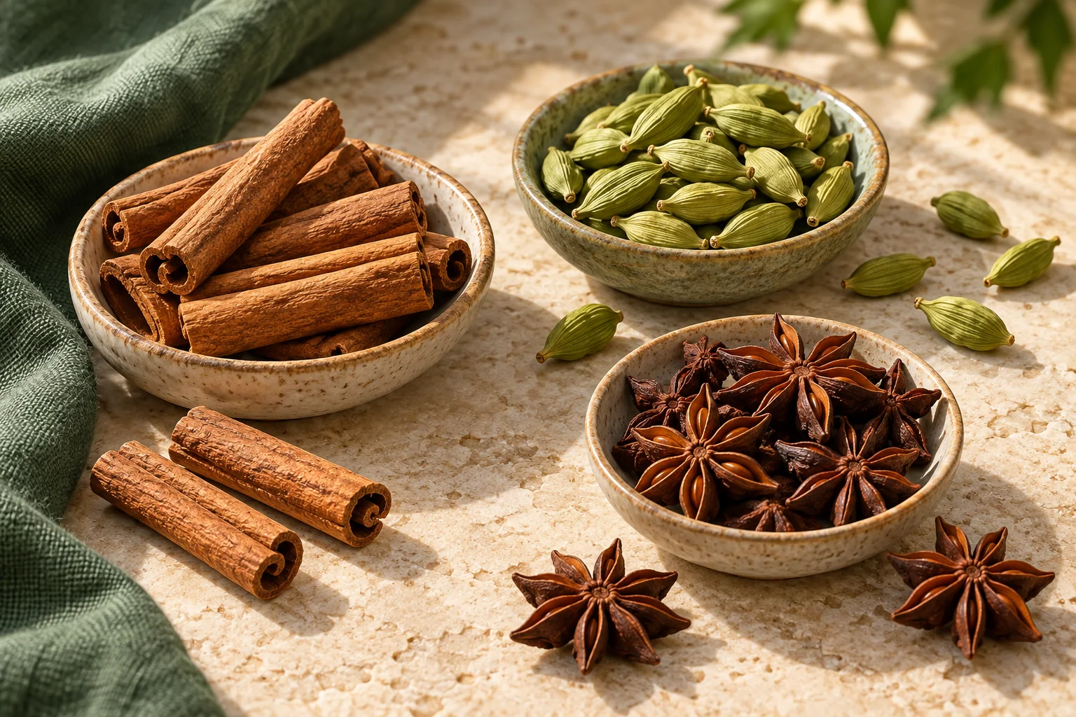 Cinnamon, cardamom and star anise